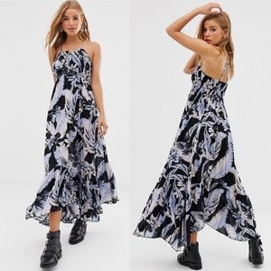 Free People Blue Heat Wave Printed Maxi Dress